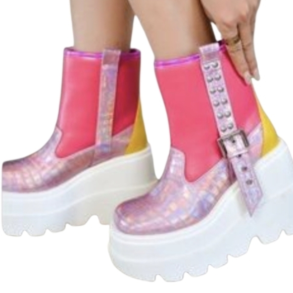 Cape Robbin  Colorful Platform Ankle Boots - Picture 2 of 14